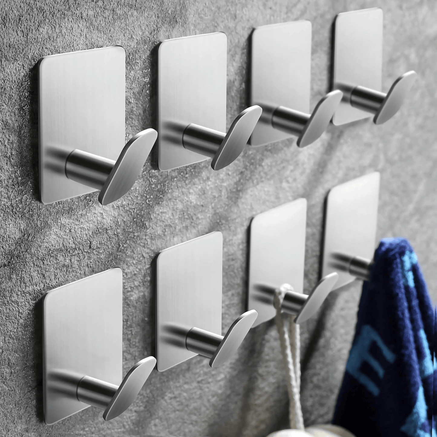 HookStep – Självhäftande Rostfria Krokar i 4-Pack för Badrum, Kök & Hall