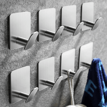 HookStep – Självhäftande Rostfria Krokar i 4-Pack för Badrum, Kök & Hall