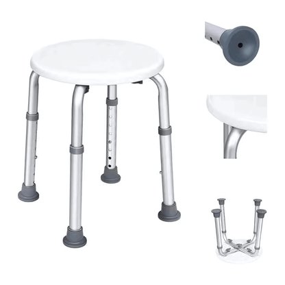 SitEase – Lätt & Höjdjusterbar Duschpall med Halkskydd och Stabil Aluminiumram