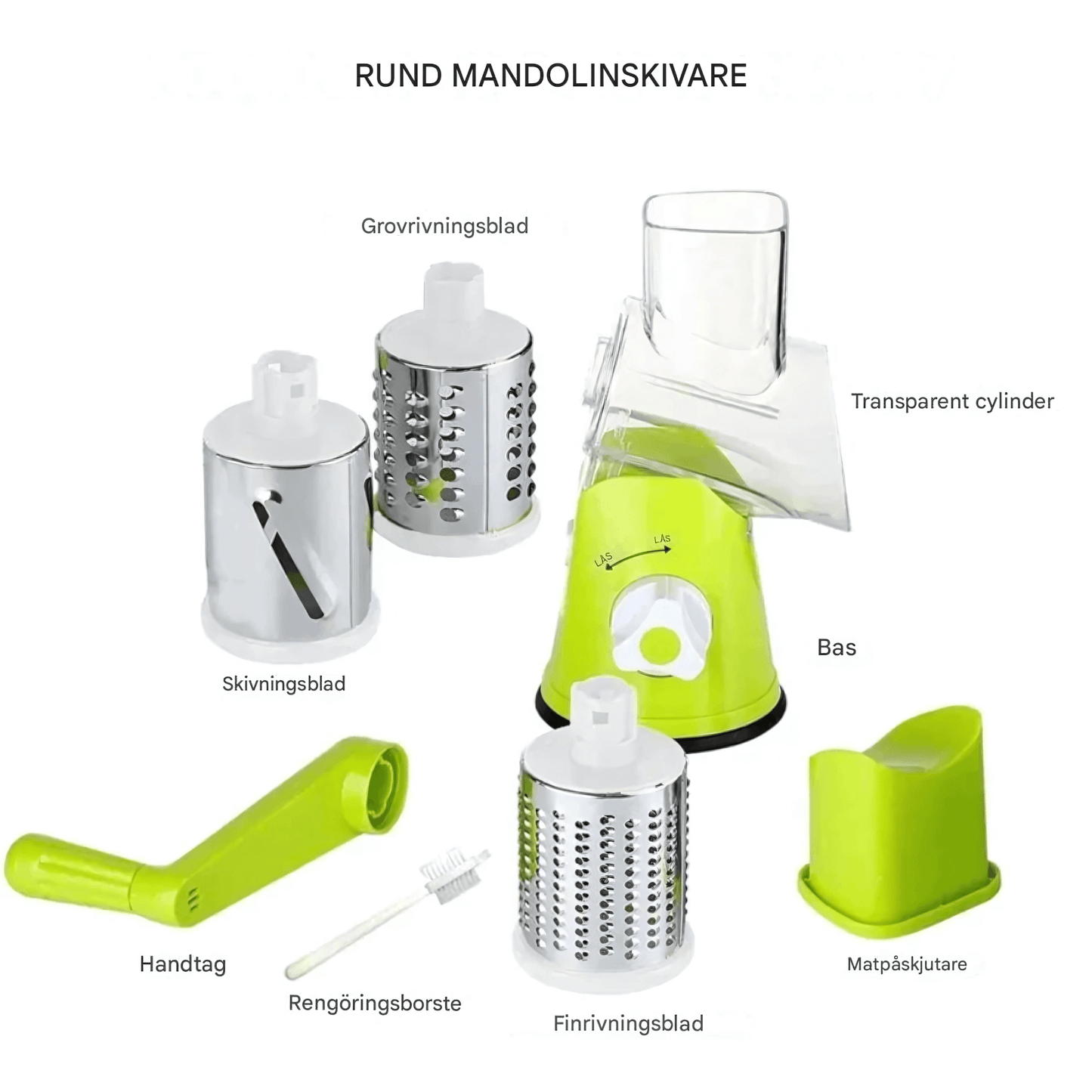 SpiralSlice – Manuell Grönsaksskärare med Rostfria Trummor för Rivning, Skivning & Strimling