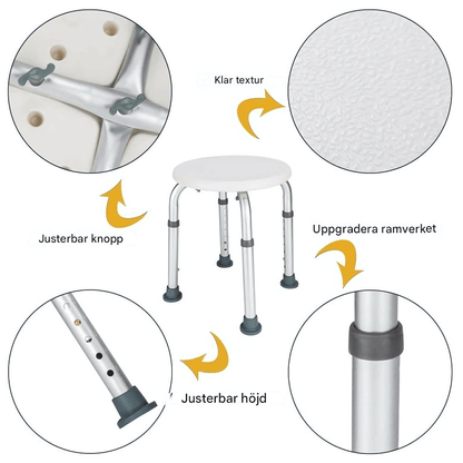 SitEase – Lätt & Höjdjusterbar Duschpall med Halkskydd och Stabil Aluminiumram