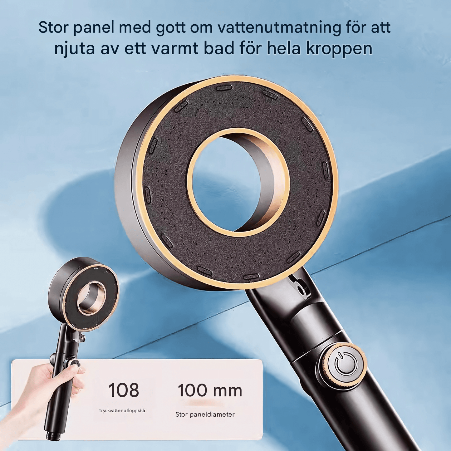 StreamWave – Handdusch med 3 Justerbara Vattenlägen, Tryckförstärkning & Avstängningsknapp