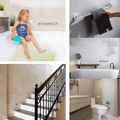 SafeGrip – Halksäker Badrumshandtag i Rostfritt Stål för Dusch, Toalett & Badkar (30/40/50 cm)