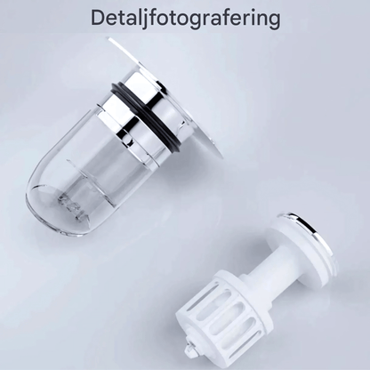 DrainGuard – Universell Pop-up Vattenlås med Hårfilter & Luktspärr för Handfat och Diskhoar