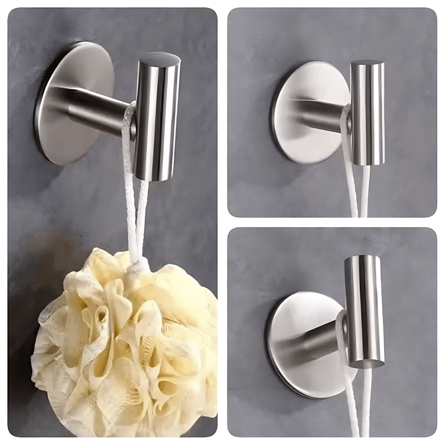 GripHook – Självhäftande Krokset i Rostfritt Stål för Väggförvaring i Badrum & Kök (2-pack)