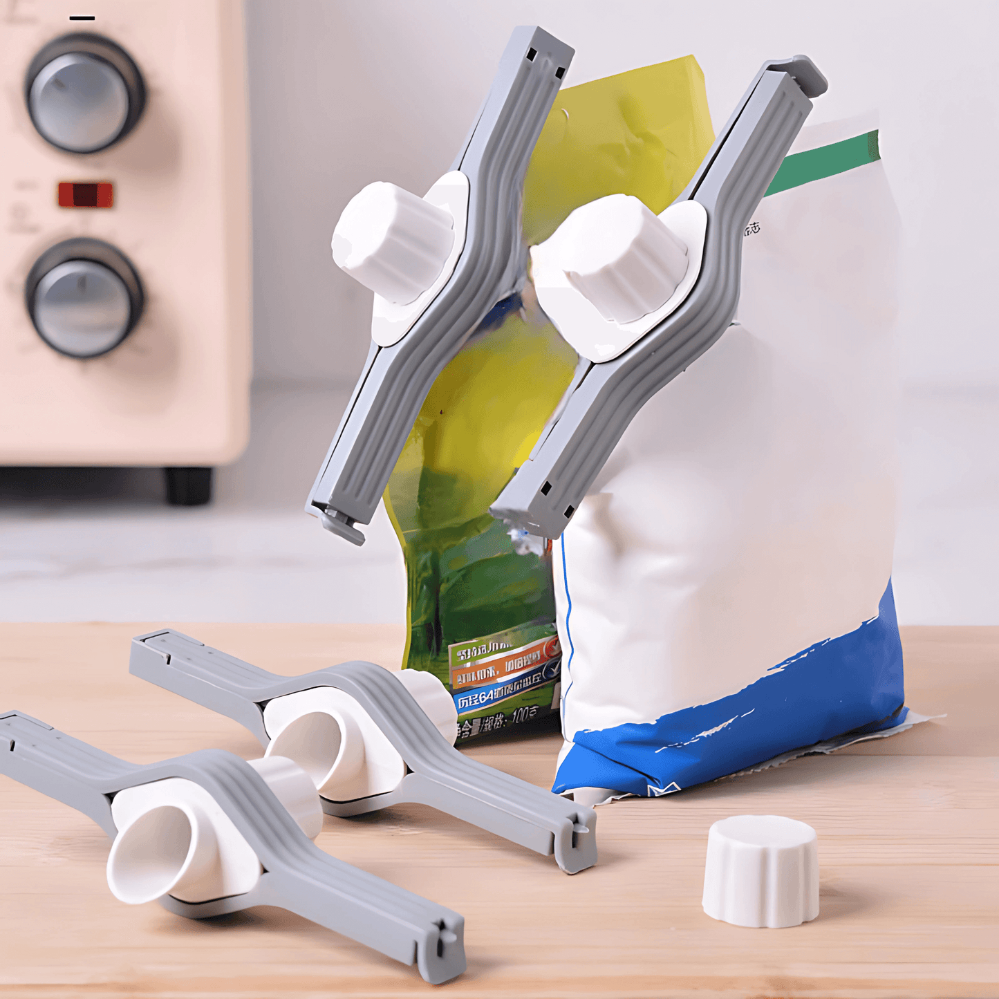 SealGrab – Kryddpåsesklämma med Gänglock och Lufttät Förslutning 5-pack