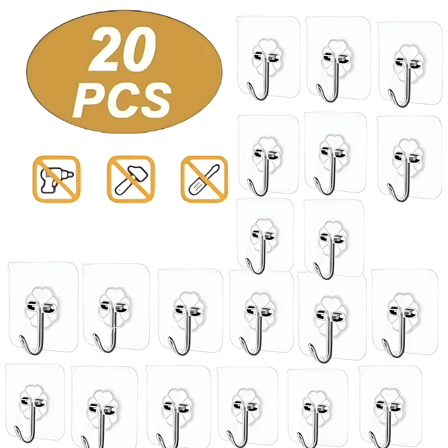 StickHook – Transparenta Självhäftande Väggkrokar för Kök & Badrum utan Borrning