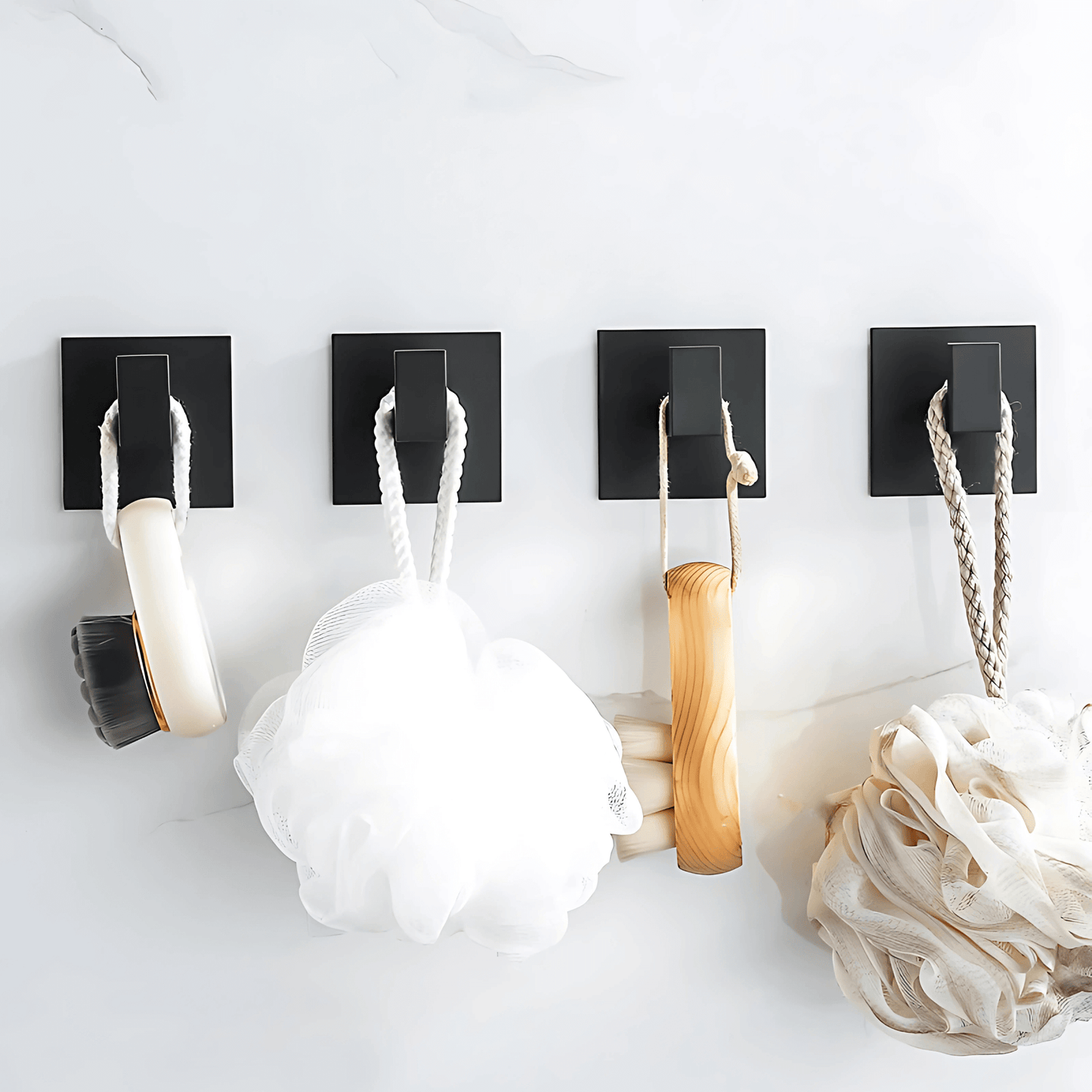 AdheLock – Självhäftande Vägghängare i Aluminium med Stark 3M-Häftning för Badrum och Kök i Svart, Vit och Grå