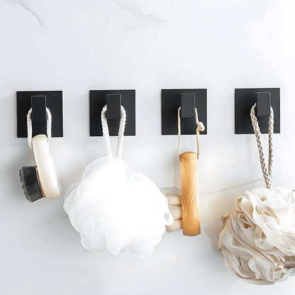 AdheLock – Självhäftande Vägghängare i Aluminium med Stark 3M-Häftning för Badrum och Kök i Svart, Vit och Grå