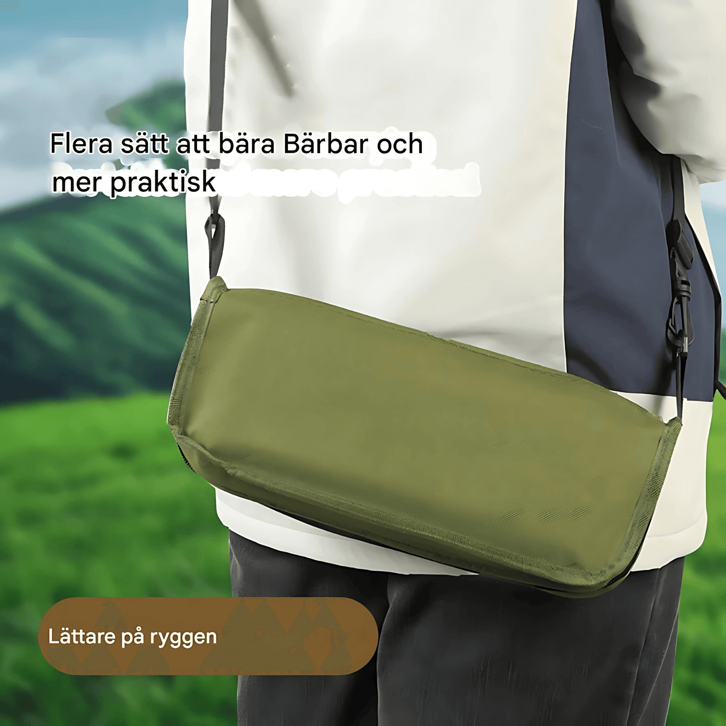 FoldSeat - Kompakt Hopfällbar Pall med Bärrem och Väderbeständig Dyna för Resor, Camping & Vardag