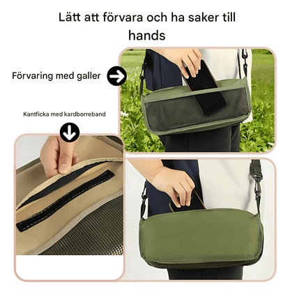 FoldSeat - Kompakt Hopfällbar Pall med Bärrem och Väderbeständig Dyna för Resor, Camping & Vardag
