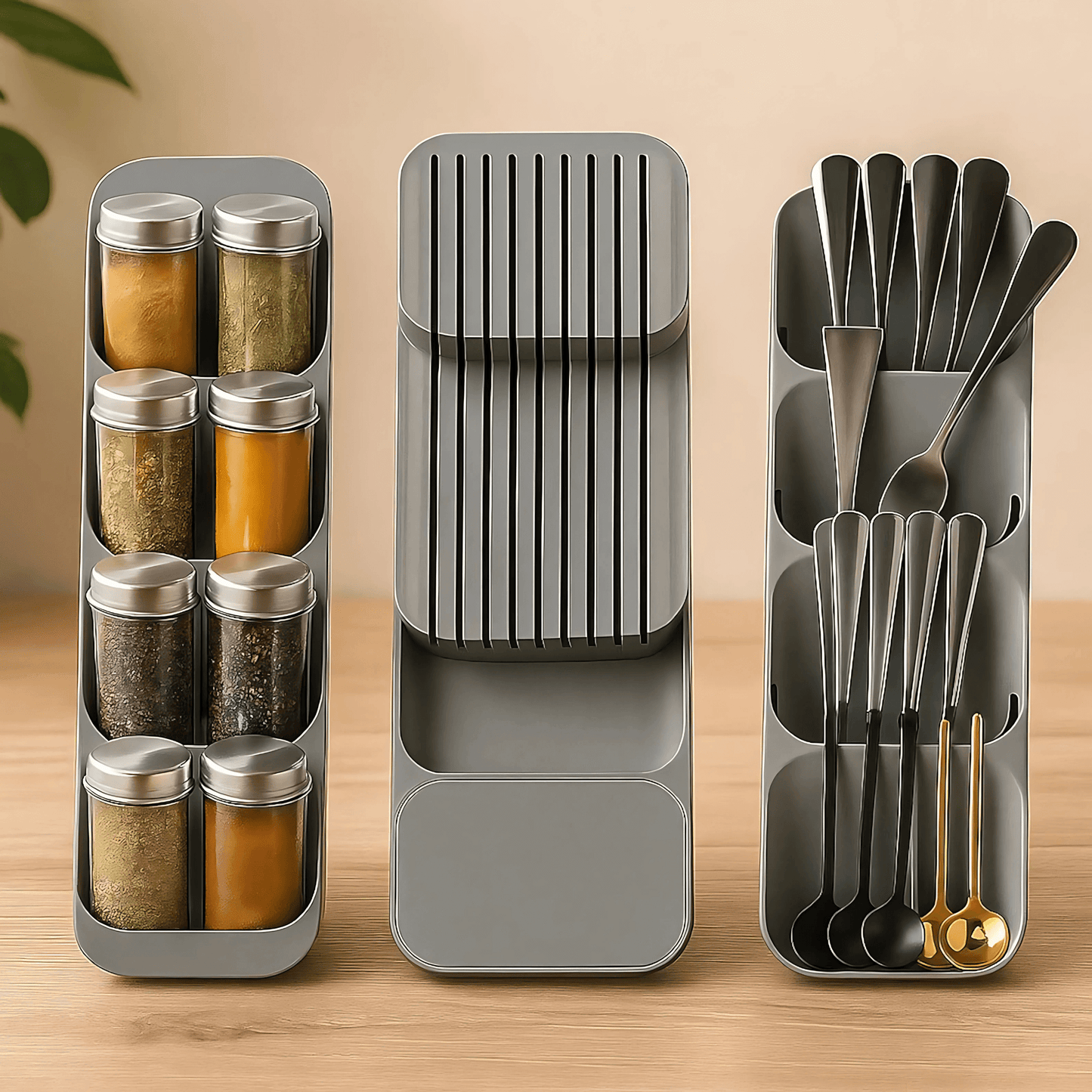 SpaciFit – Besticklåda för Lådor med Fast Indelning och Kompakt Förvaring av Köksredskap