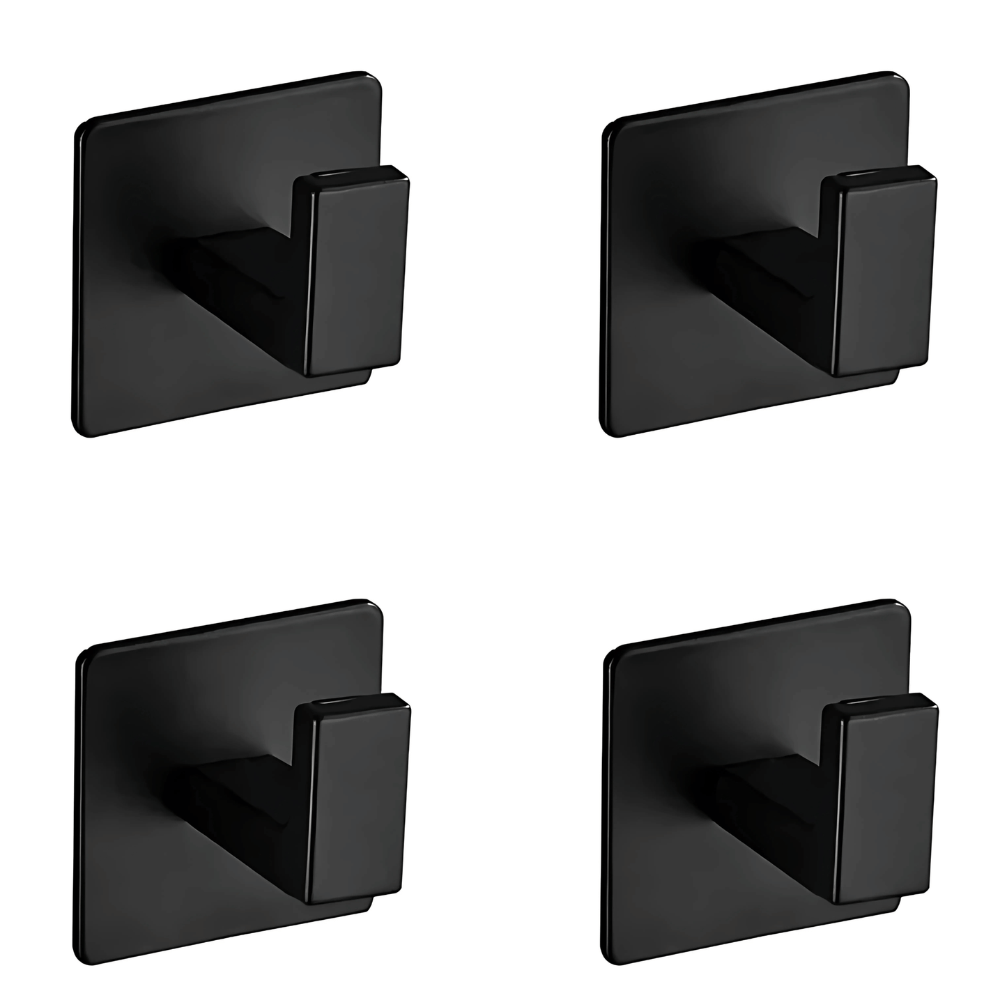 PrimeHook - 4-Pack | Rostfria Badkrokar med Självhäftande Fäste för Badrum och Kök