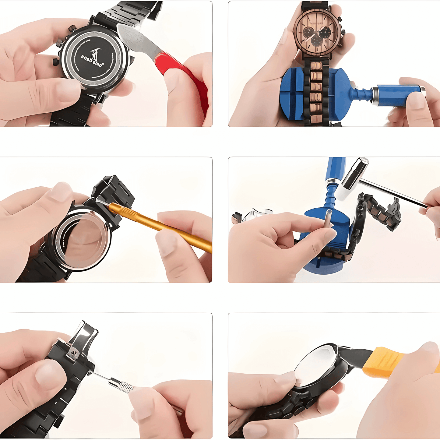 TimeFix – Klockreparationskit med 147 Delar, Verktyg för Armbandsjustering & Boettöppning