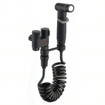 FlushEase – Handdusch för Toalett med Rostfritt Stål, Dubbla Utgångar & Teleskopslang