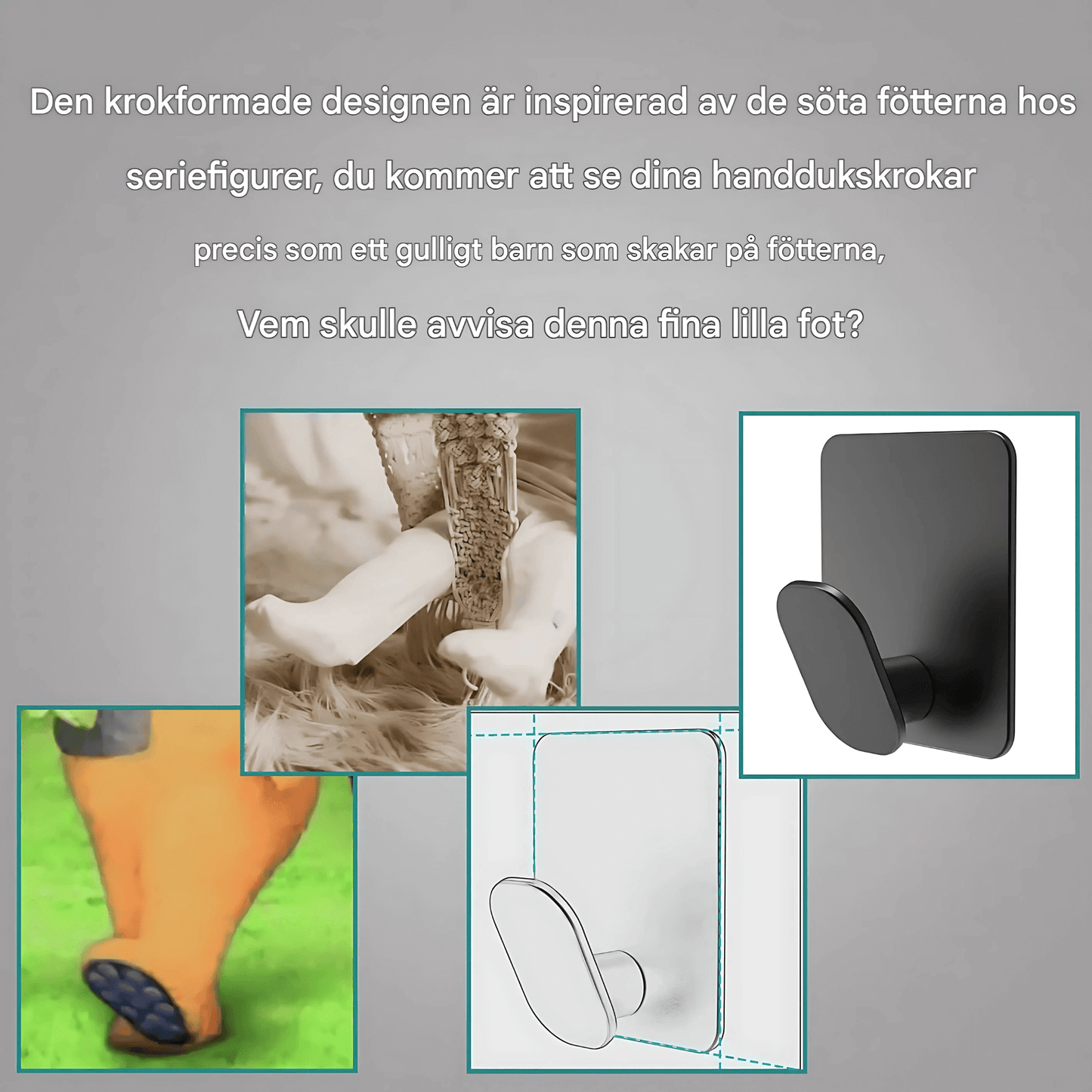 HookStep – Självhäftande Rostfria Krokar i 4-Pack för Badrum, Kök & Hall