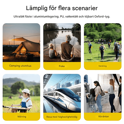 FoldSeat - Kompakt Hopfällbar Pall med Bärrem och Väderbeständig Dyna för Resor, Camping & Vardag