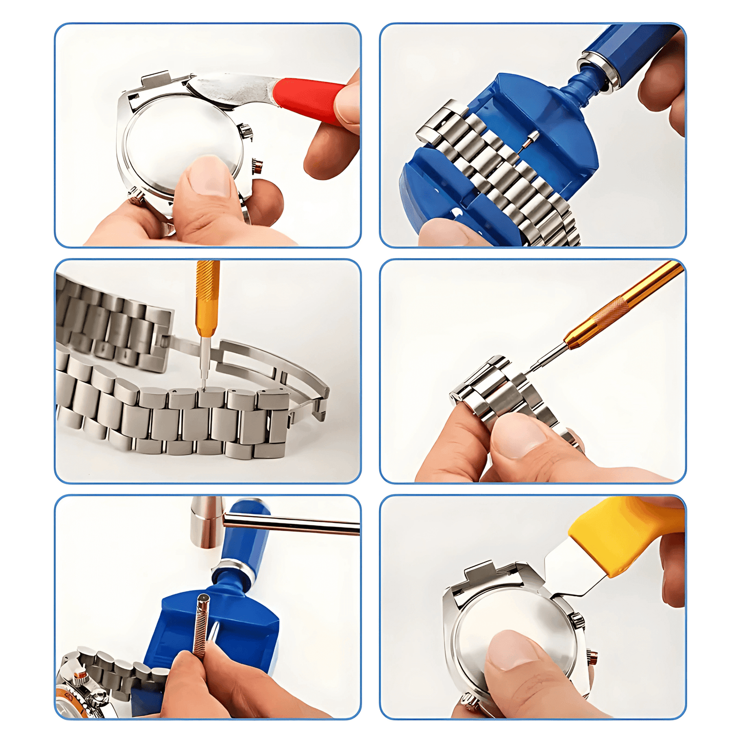 TimeFix – Klockreparationskit med 147 Delar, Verktyg för Armbandsjustering & Boettöppning