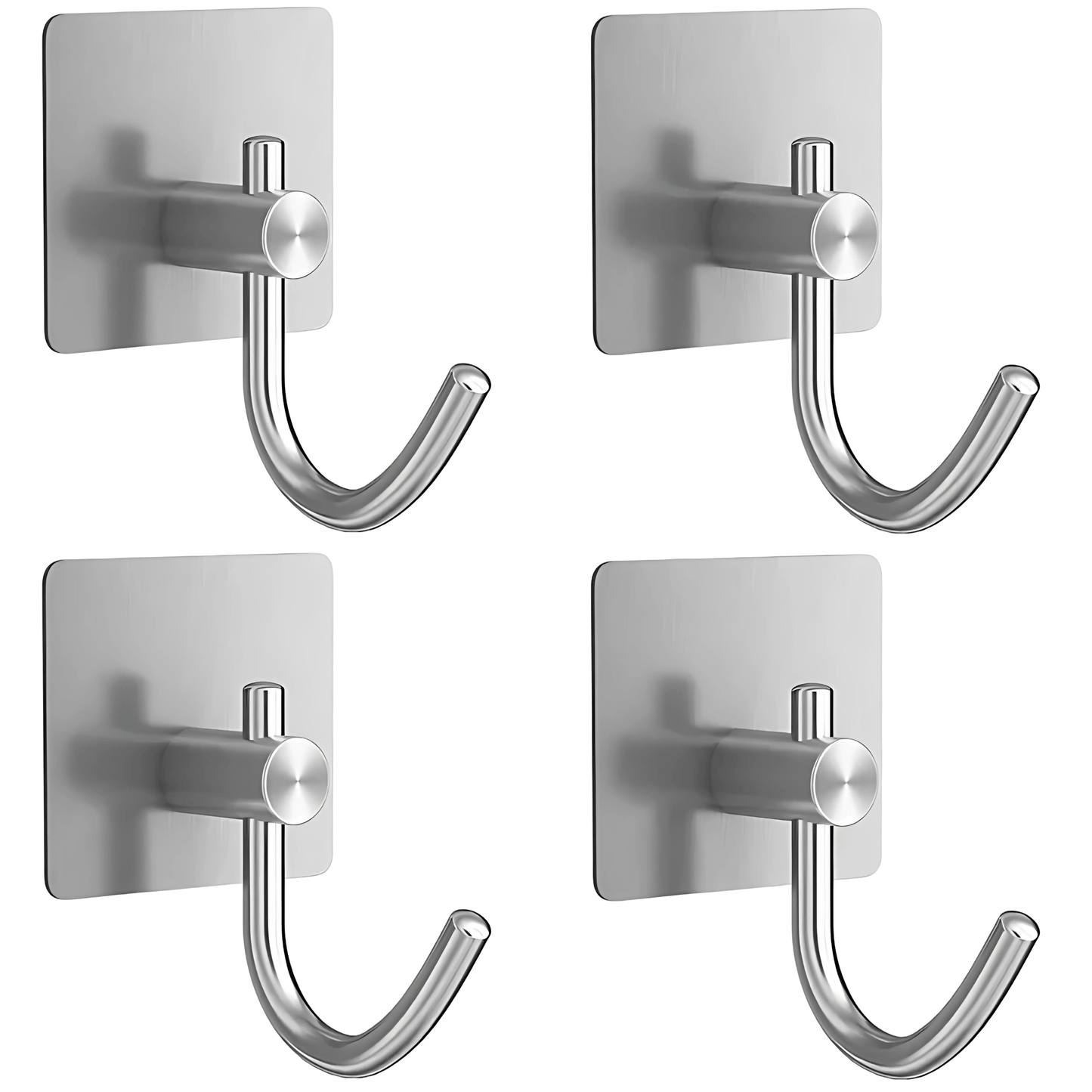 PrimeHook - 4-Pack | Rostfria Badkrokar med Självhäftande Fäste för Badrum och Kök