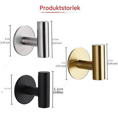 GripHook – Självhäftande Krokset i Rostfritt Stål för Väggförvaring i Badrum & Kök (2-pack)