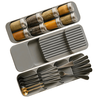 SpaciFit – Besticklåda för Lådor med Fast Indelning och Kompakt Förvaring av Köksredskap
