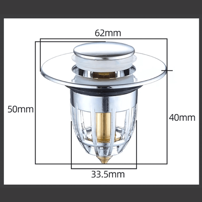 DrainEase – Pop-Up Avloppspropp med Inbyggt Filter för Handfat & Diskho