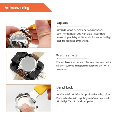 TimeFix – Klockreparationskit med 147 Delar, Verktyg för Armbandsjustering & Boettöppning