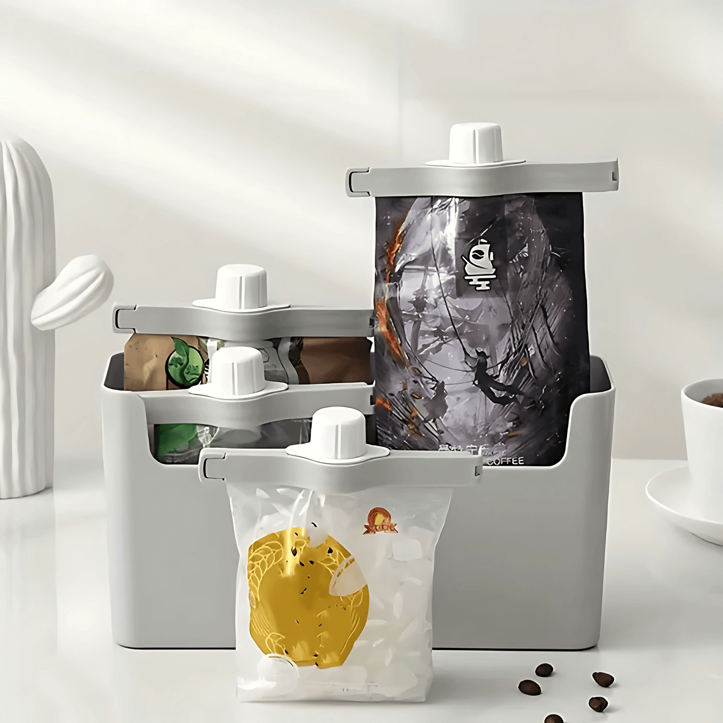 SealGrab – Kryddpåsesklämma med Gänglock och Lufttät Förslutning 5-pack