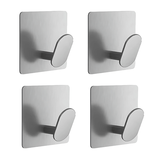 HookStep – Självhäftande Rostfria Krokar i 4-Pack för Badrum, Kök & Hall