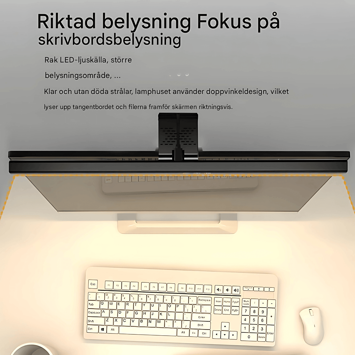 VisionBar – LED Skrivbordslampa med Justerbart Ljus & Antireflex för Dataskärm