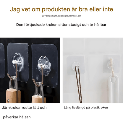 ClearHold – Självhäftande Transparenta Krokar med Stark 3M-Häftning för Vägg och Dörr i Hemmet