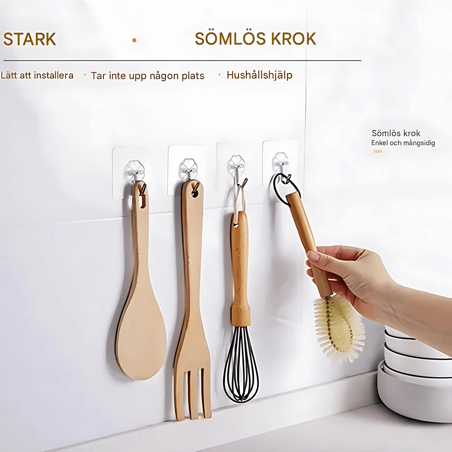 StickHook – Transparenta Självhäftande Väggkrokar för Kök & Badrum utan Borrning