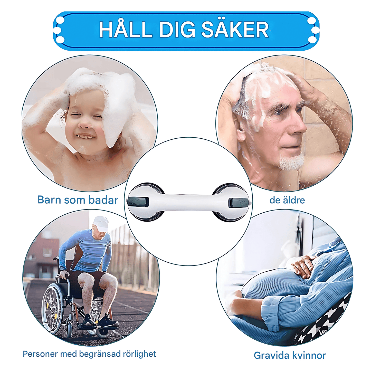 GripGuard – Duschhandtag med UltraGrepp, Sugkoppar & Halkfritt Stöd för Bad & Toalett