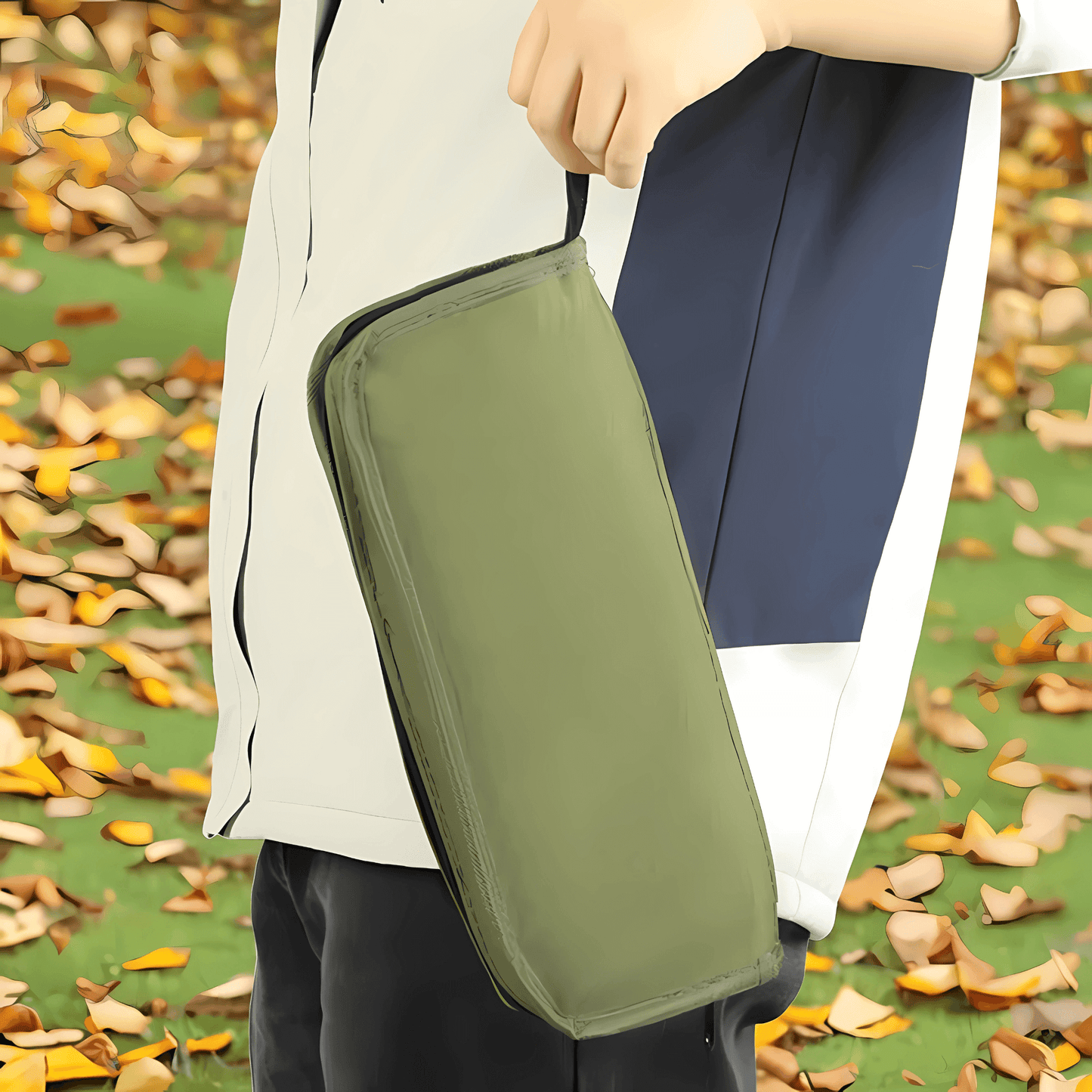 FoldSeat - Kompakt Hopfällbar Pall med Bärrem och Väderbeständig Dyna för Resor, Camping & Vardag