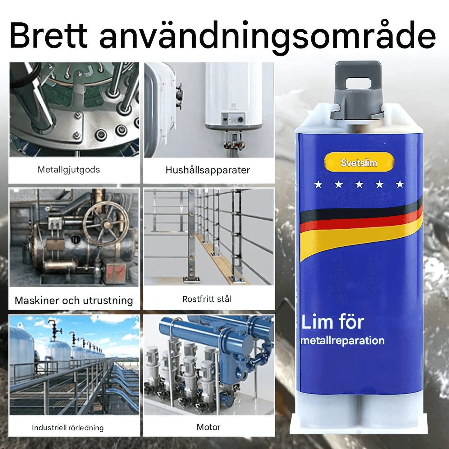 SteelBond – Högstyrke Vattentätt AB-Lim för Metall, Plast och Industrireparationer