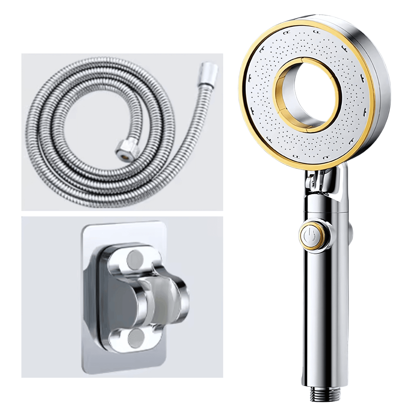 StreamWave – Handdusch med 3 Justerbara Vattenlägen, Tryckförstärkning & Avstängningsknapp