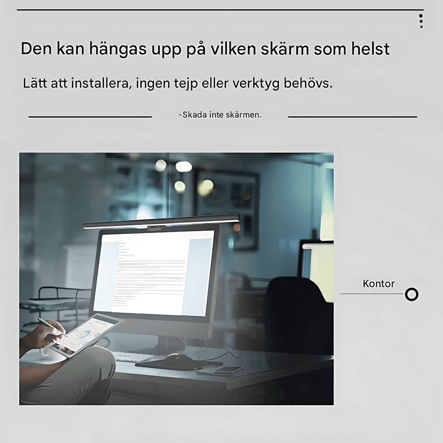 VisionBar – LED Skrivbordslampa med Justerbart Ljus & Antireflex för Dataskärm