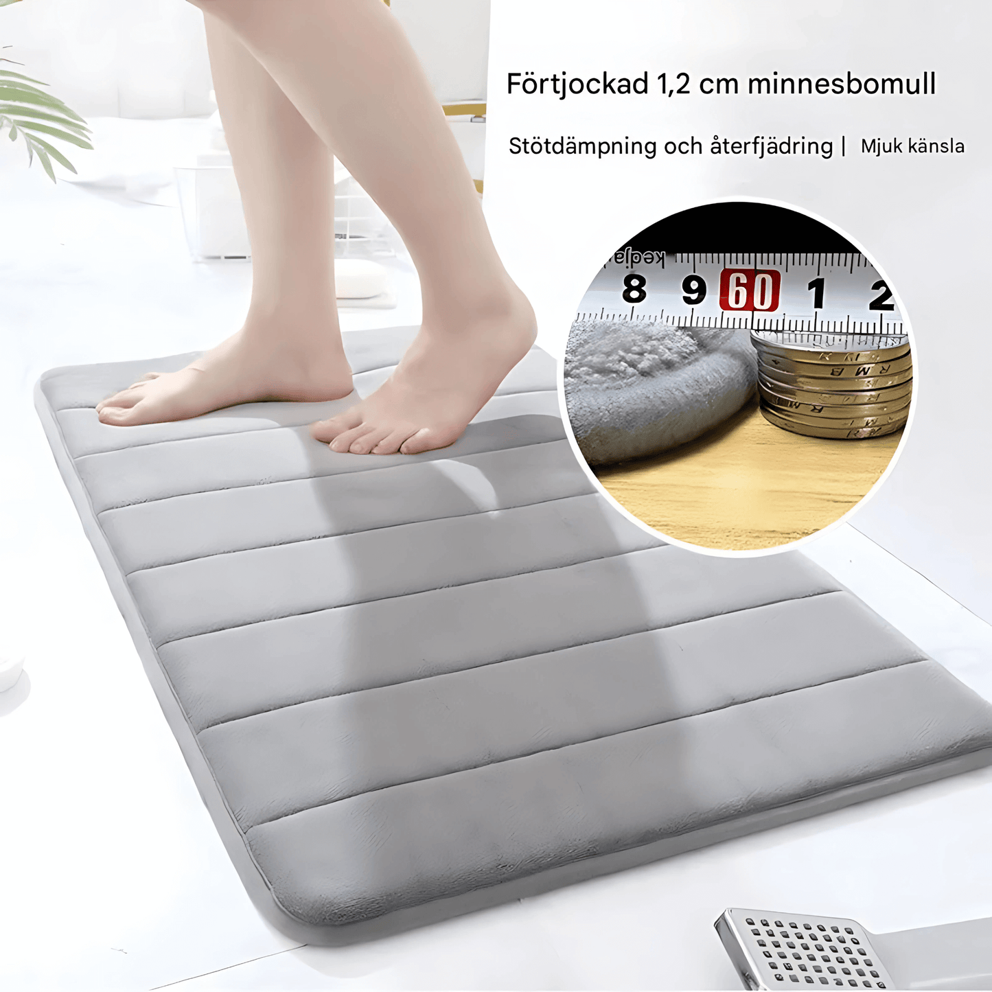 ComfortCush – Mjuk Badrumsmatta med Snabb Absorbering & Halkfri Botten i Memory-skum