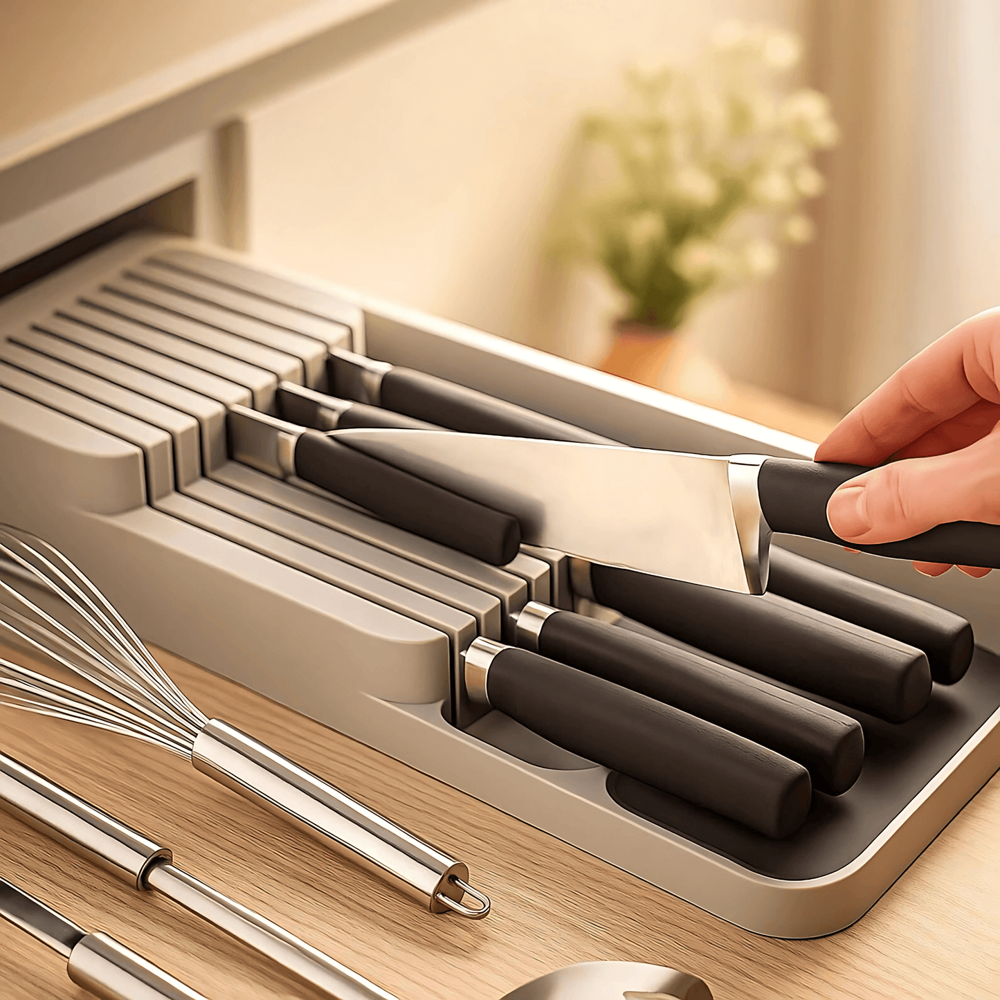 SpaciFit – Besticklåda för Lådor med Fast Indelning och Kompakt Förvaring av Köksredskap