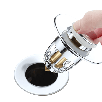 DrainEase – Pop-Up Avloppspropp med Inbyggt Filter för Handfat & Diskho