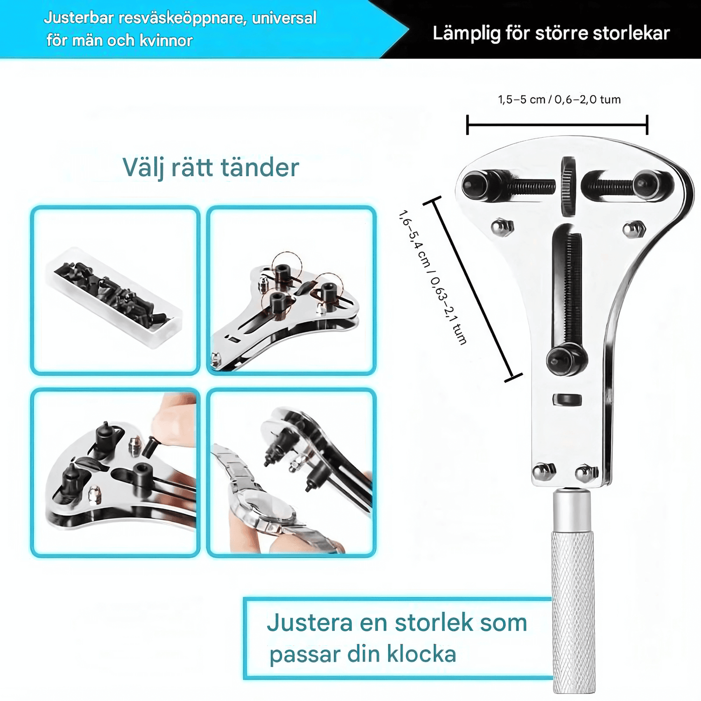 TimeFix – Klockreparationskit med 147 Delar, Verktyg för Armbandsjustering & Boettöppning