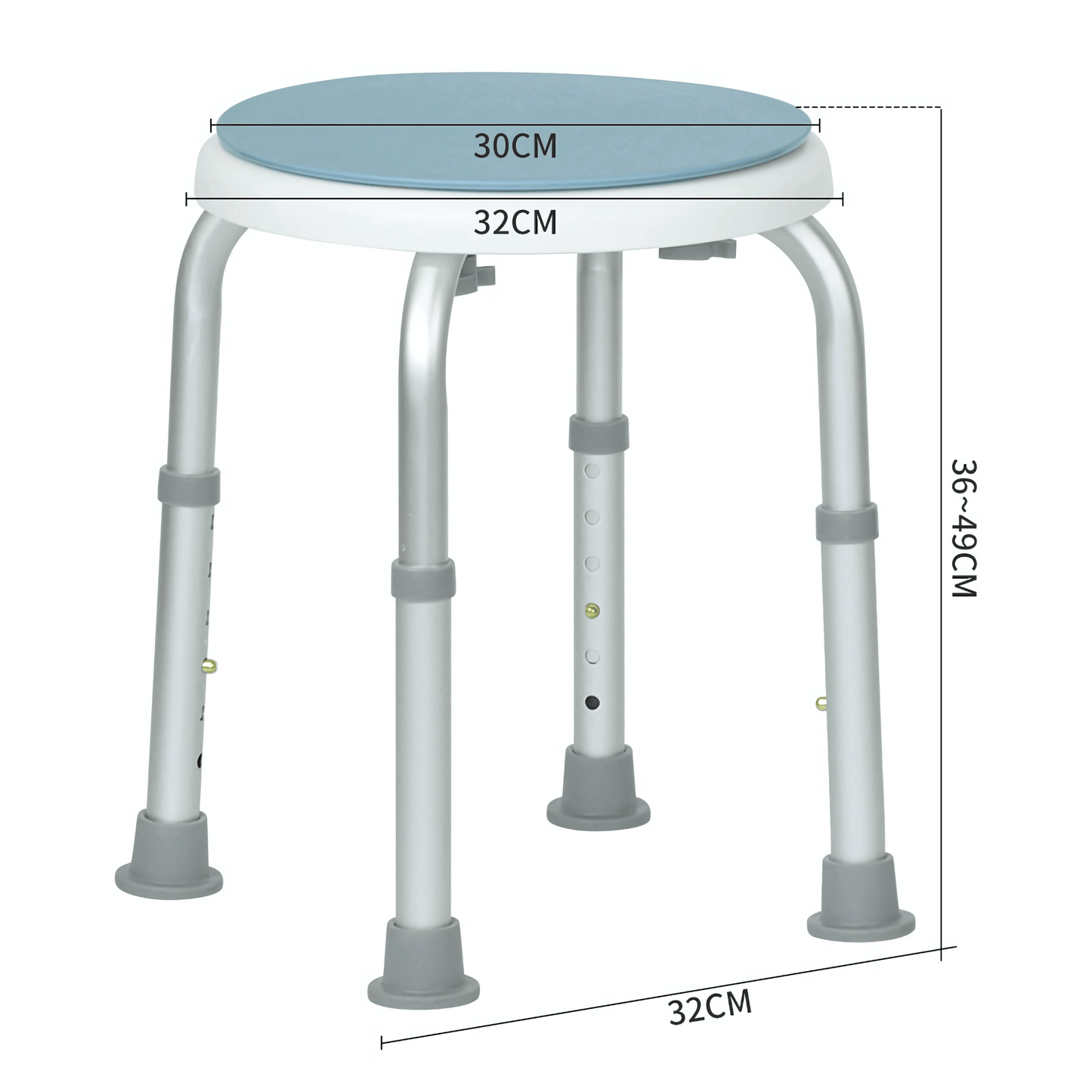SitEase – Lätt & Höjdjusterbar Duschpall med Halkskydd och Stabil Aluminiumram