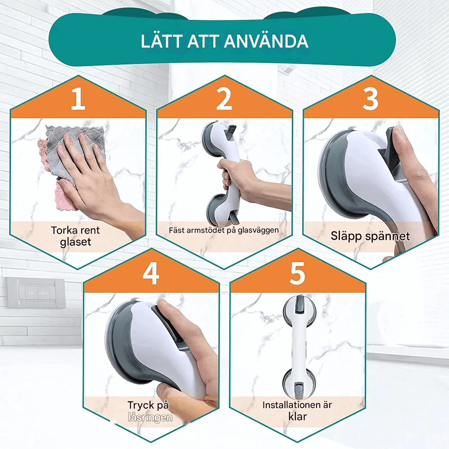 GripGuard – Duschhandtag med UltraGrepp, Sugkoppar & Halkfritt Stöd för Bad & Toalett