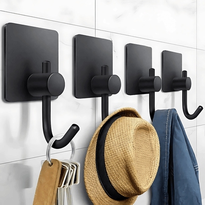 PrimeHook - 4-Pack | Rostfria Badkrokar med Självhäftande Fäste för Badrum och Kök