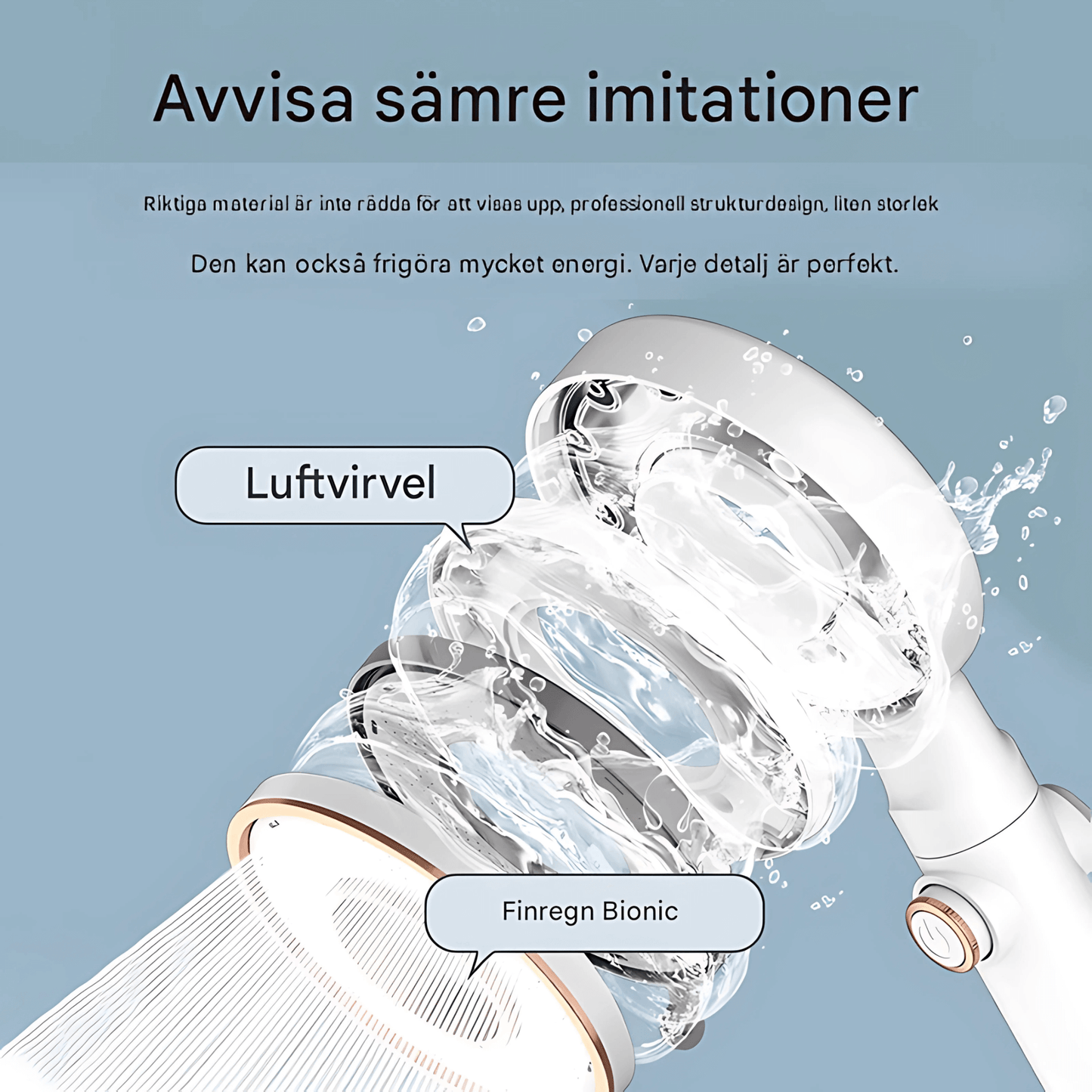 StreamWave – Handdusch med 3 Justerbara Vattenlägen, Tryckförstärkning & Avstängningsknapp