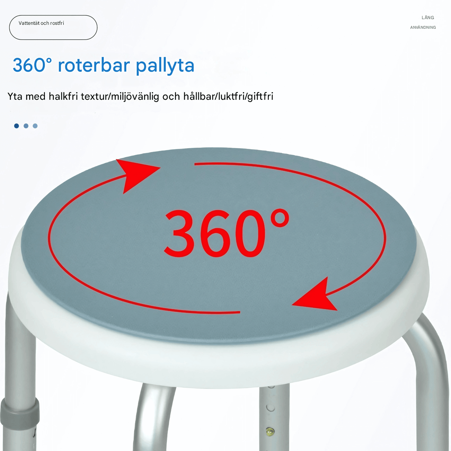SitEase – Lätt & Höjdjusterbar Duschpall med Halkskydd och Stabil Aluminiumram