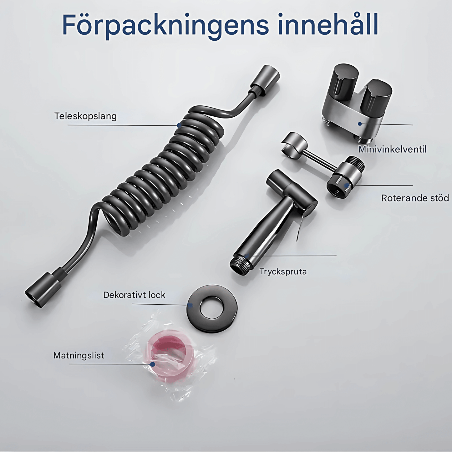 FlushEase – Handdusch för Toalett med Rostfritt Stål, Dubbla Utgångar & Teleskopslang