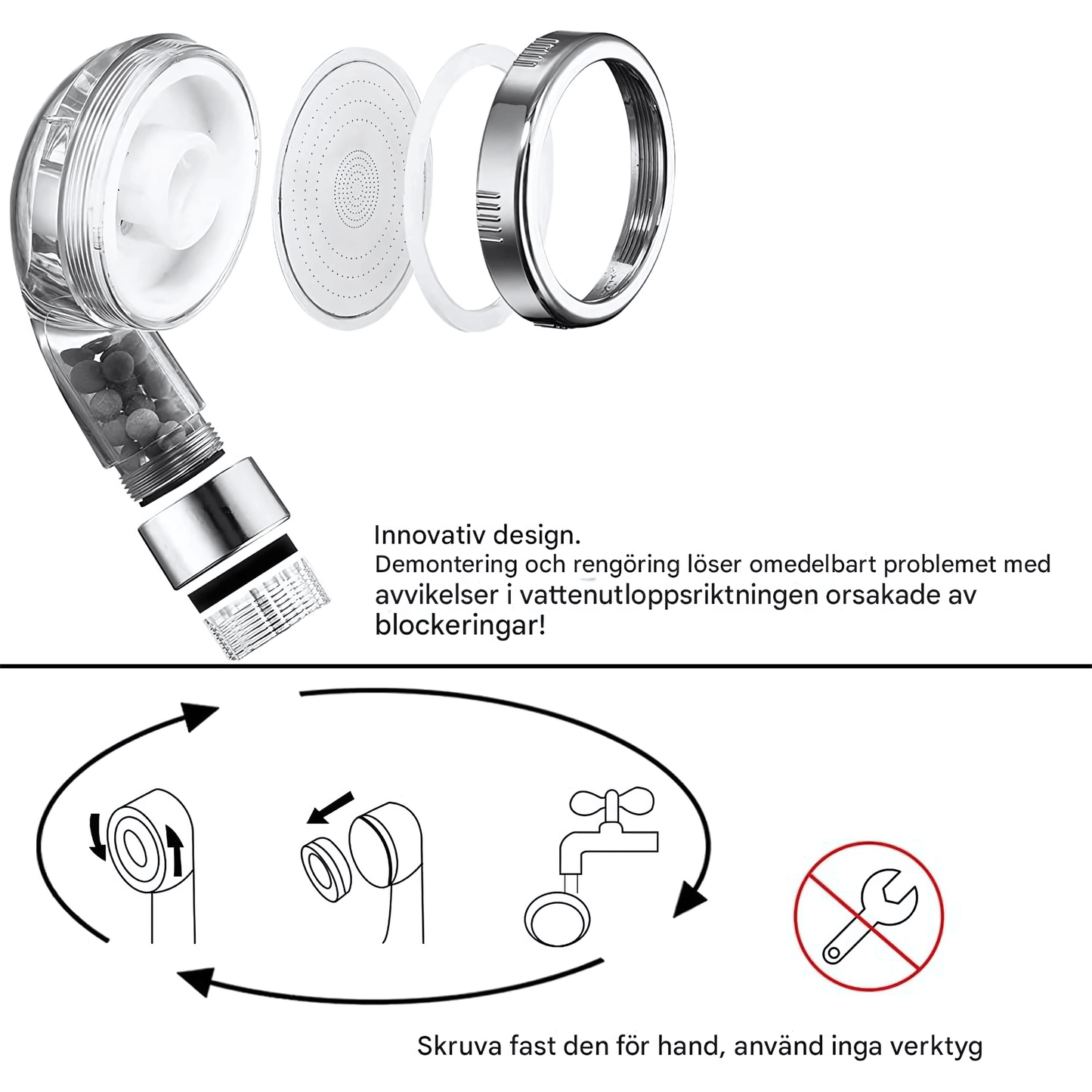 PureHaven – Handhållen Dusch med Dubbel Filtrering, Högt Vattentryck & Vattenbesparande Design för Badrummet