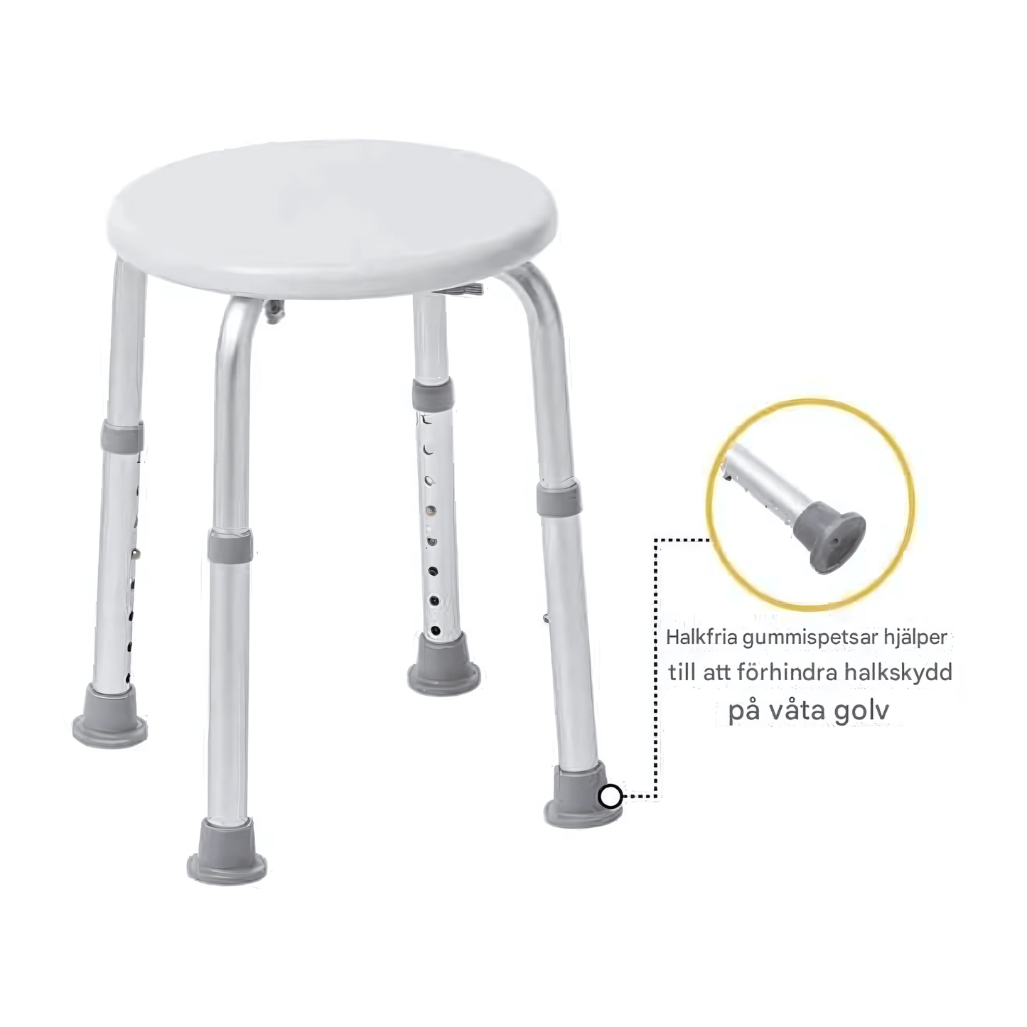 SitEase – Lätt & Höjdjusterbar Duschpall med Halkskydd och Stabil Aluminiumram