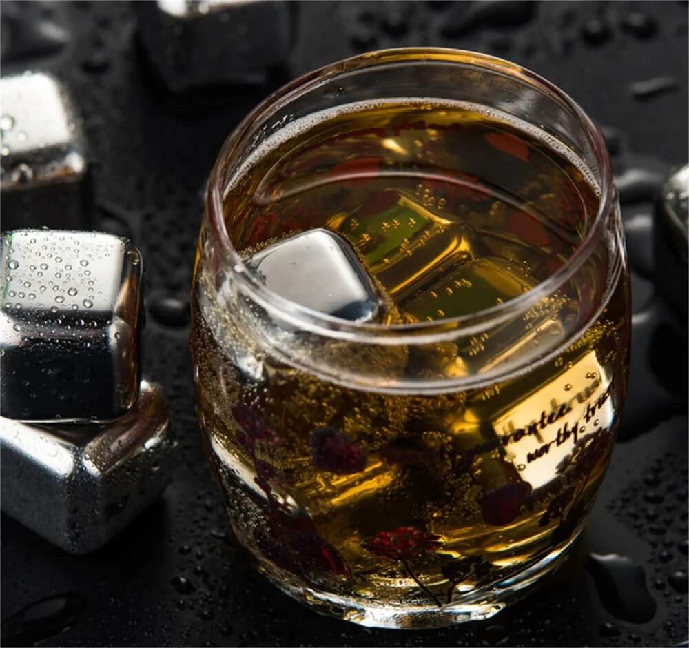 BERNT - Återanvändbar Isbitssats I Rostfritt Stål för Whisky, Vin och Cocktails